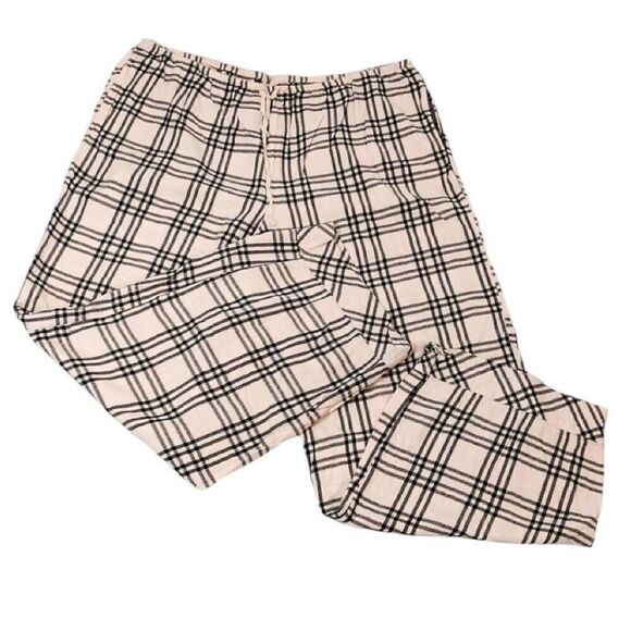 Victoria's Secret Pink Black Plaid High Rise Wide Leg Pajama Pants XL - Picture 5 of 13